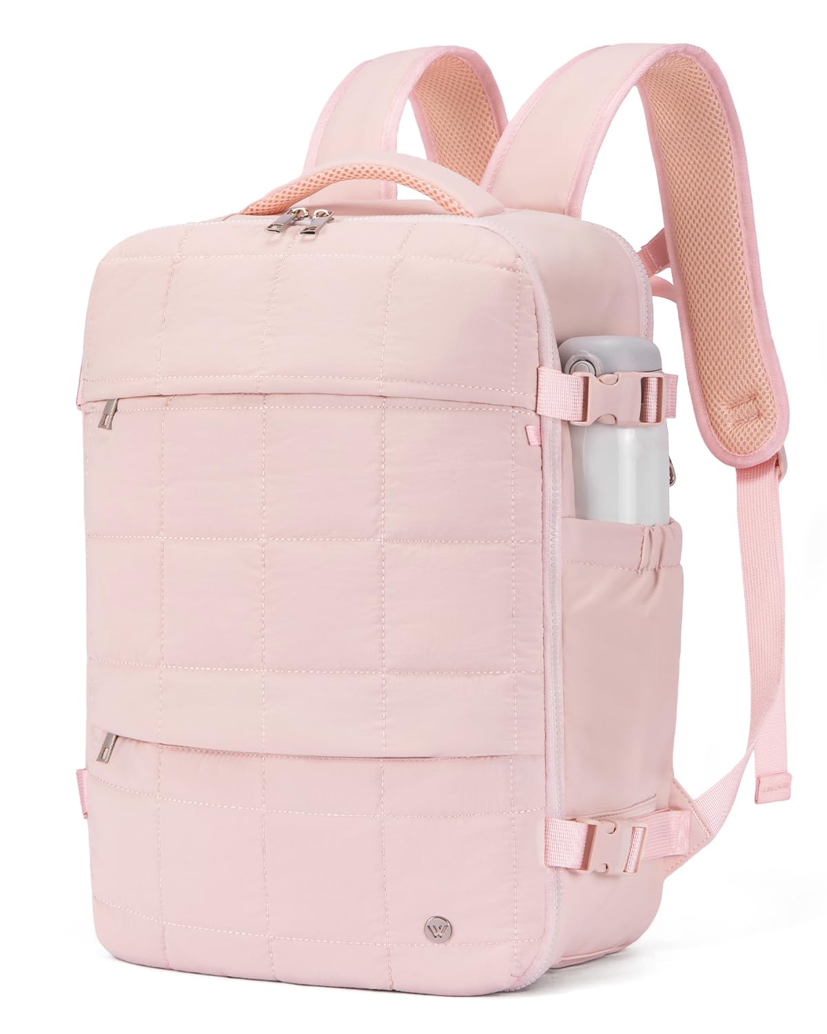 WESTBRONCO Travel Laptop Backpack for Women 17 inch Travel Backpack Carry on Flight Approved Puffy Travel Weekender Bags, Pink, Travel Laptop Backpack