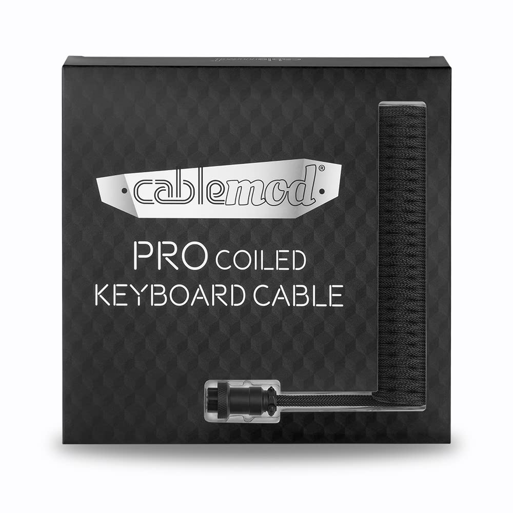 CableMod Pro Coiled Keyboard Cable (Midnight Black, USB A to USB Type C, 150cm)