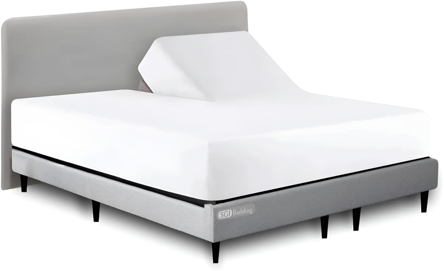 SGI bedding 32" Queen Split Top Flex Head Fitted Sheet ONLY 100% Egyptian Cotton Sheet 1000 Thread Count Flex Top Fitted Sheet for Adjustable Bed 18" Deep Pocket, Sleep Number Bed - White