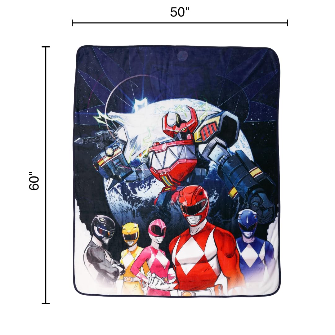 Power Rangers Kids Fleece EXPRESSIONS Throw Blanket – 50 x 60 inches Soft Plush Throw for Boys & Girls – Warm, Lightweight, Toddler Bedding for Bed, Travel (Official Power Rangers Product)