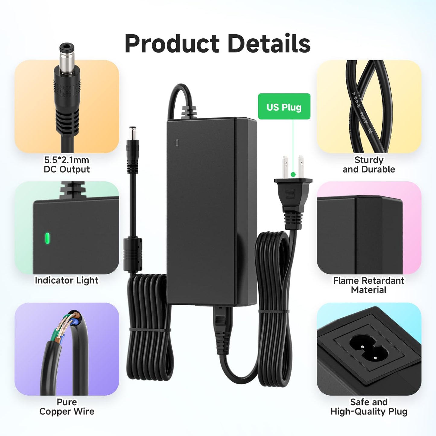 BTF-LIGHTING 24V4A Power Adapter ETL Certified 100-240V AC to 24V DC 4A Transformer Power Supply Converter Input with 5.5x2.1mm DC Output Jack for RGBW RGBCCT WS2805 5050 3528 FCOB COB LED Strips