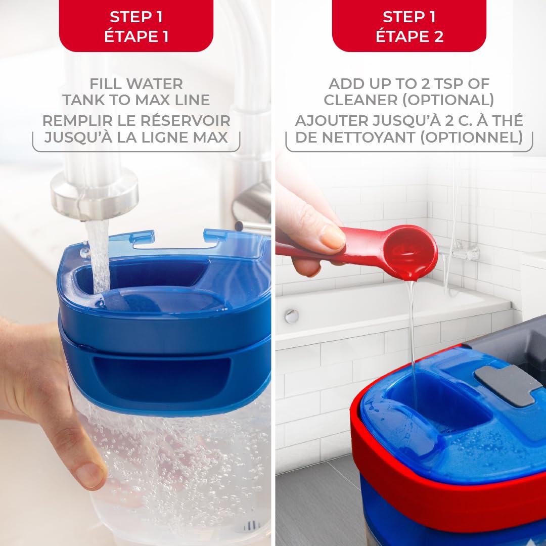 Vileda H2prO Flat Mop and Bucket Set | 100% Clean & Dirty Water Separation | Wall Mop, Baseboard Cleaning Tool | Machine Washable Reusable Microfiber Mop Head | Safe on All Floor Types