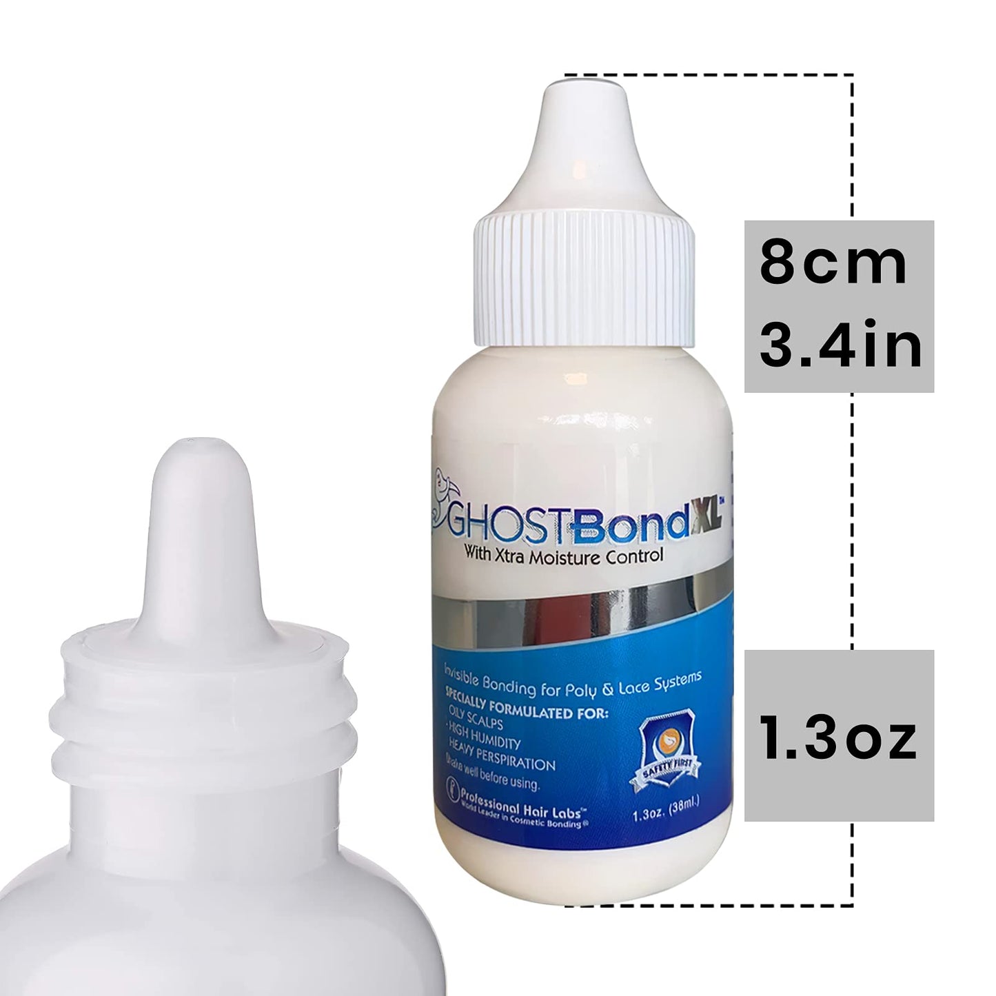 3 Bottles Ghost Bond XL 1.3OZ Hair Replacement Adhesive Invisible Bonding Glue Light Hold for Poly and Lace Hairpiece, Wig, Toupee Systems(Pack of 3)