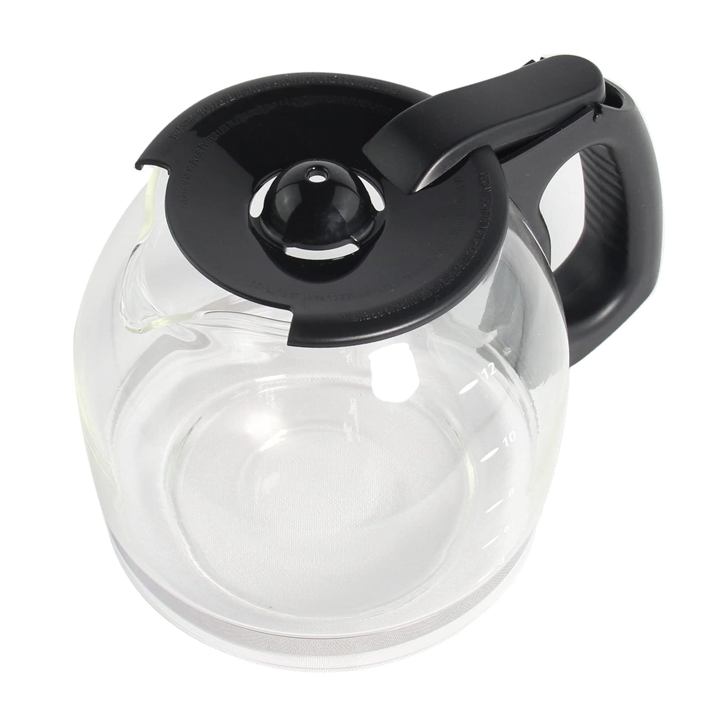 12 Cup Replacement Coffee Jug Compatible with Mr. Coffee Maker Replacement Part #PLD12 PLD12-RB Black Handle