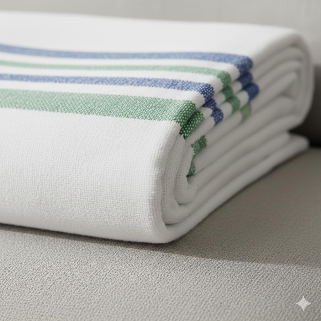 Premium Cotton Flannel Blanket Twin Size, Soft, Warm, Comfortable Flannel Throw, Home and Hospital Flannel Blanket (1, Blue/Green)