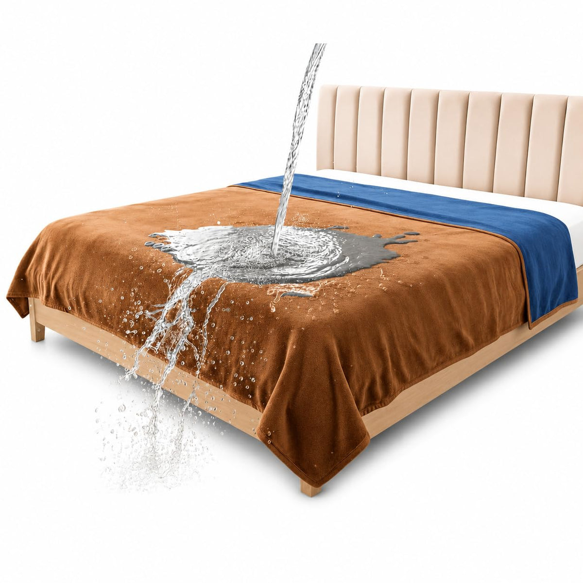 Waterproof Throw Blanket – Leakproof, Spill-Proof Flannel Dog Blanket for Bed, Couch, Kids & Pets Protection, Reversible Water-Proof Design (Velvet Brown & Twilight Blue, 40x60)