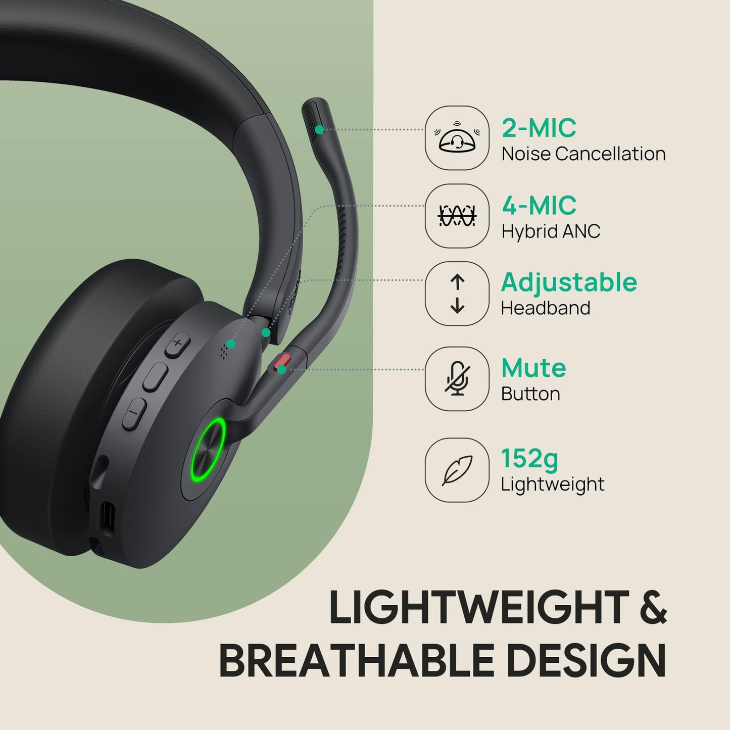 Yealink BHC74 Charging Stand for BH74 Bluetooth Headset & WH68 Hybrid Headphone, ≤90min Fast Charging, NO Power Adapter Needed, NO Headset Control Function, 1.2m USB-A Cable (ONLY Charging Stand)