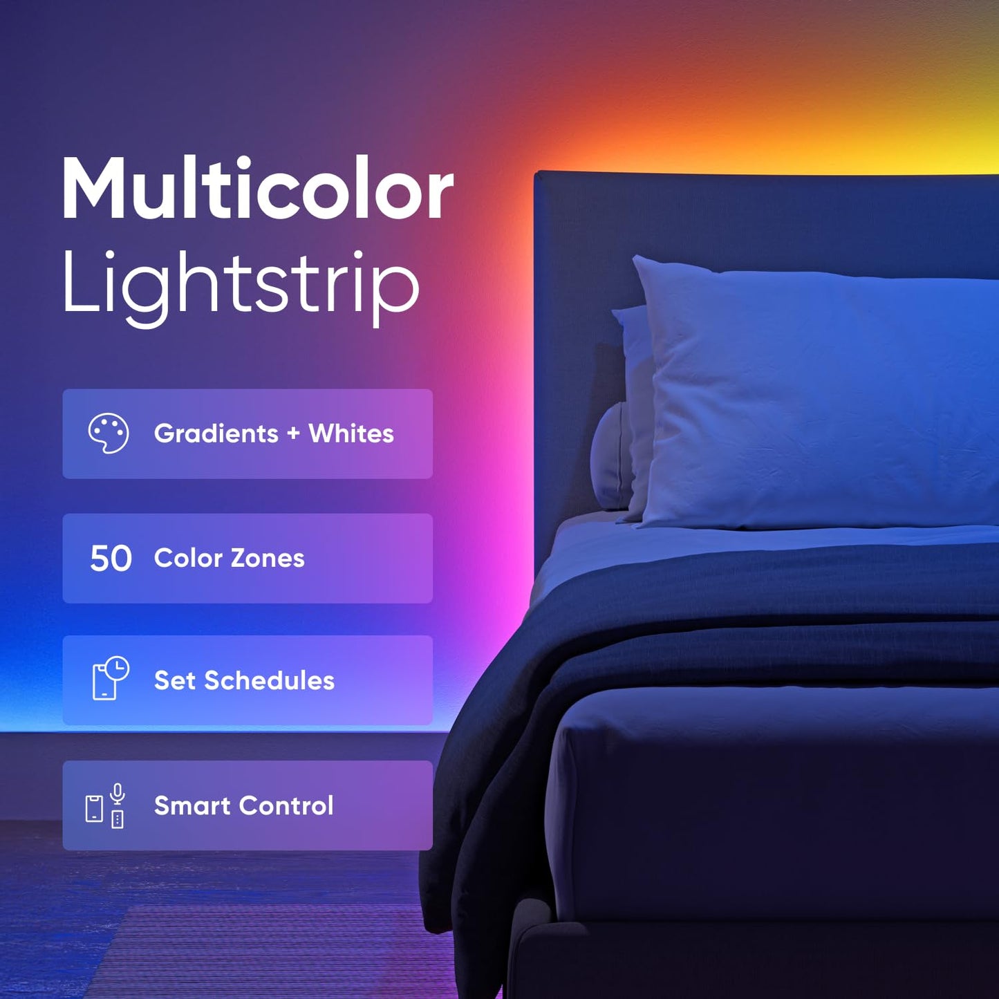 Nanoleaf LED Lights Strip for Bedroom, Matter Bluetooth & WiFi Smart Multicolor LED Lightstrip 16.4ft - RGB & Whites, App & Voice Control, Works with Apple Home, Google Home (50 Zones)