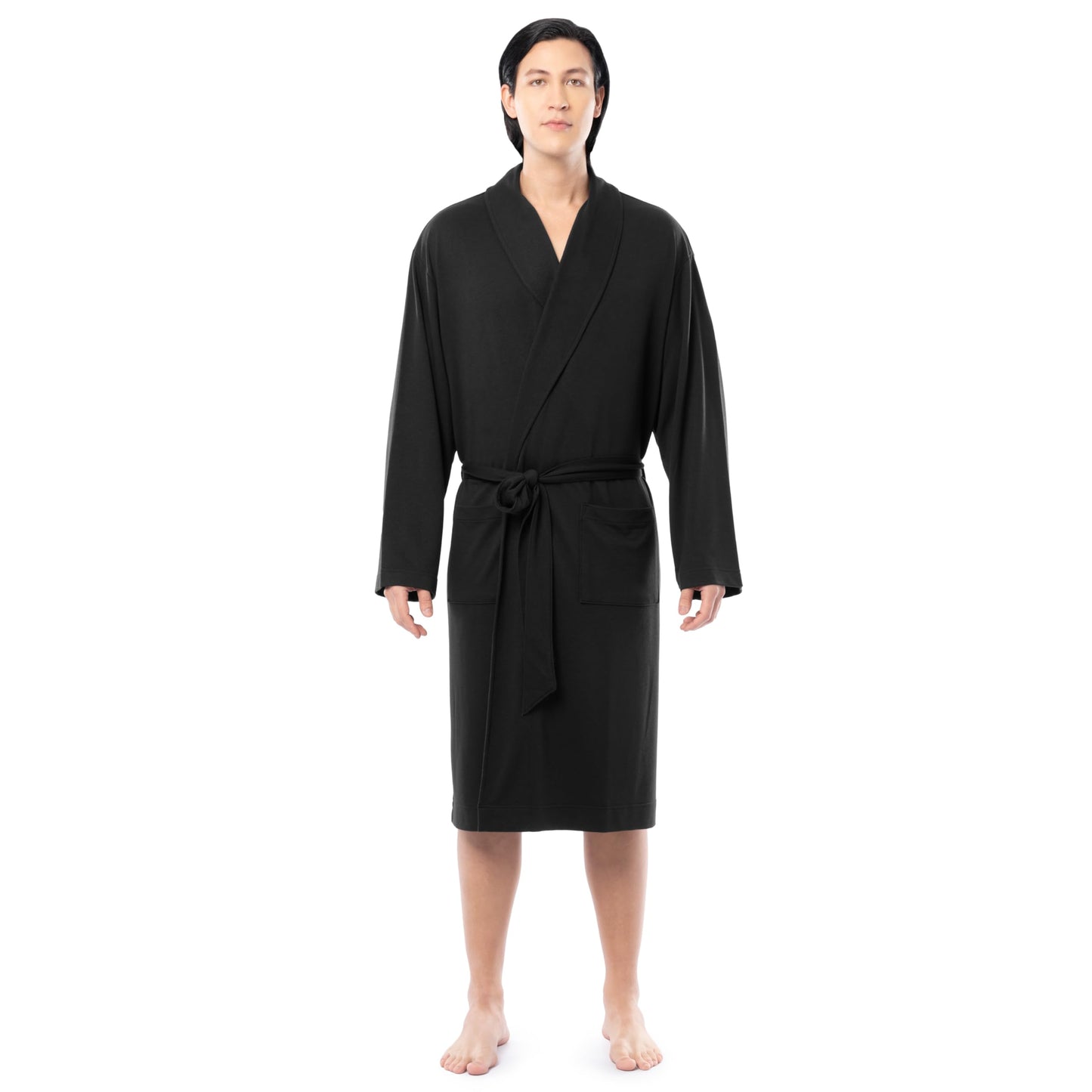 Fruit of the Loom Men's Lightweight French Terry Robe, Black, One Size