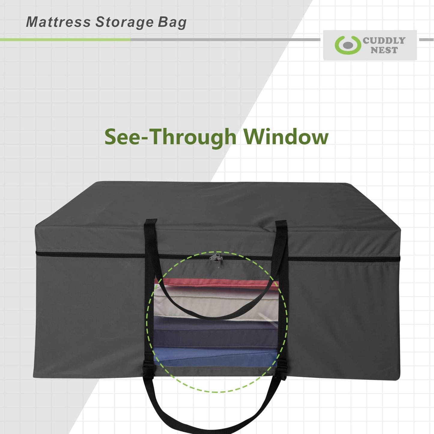 Cuddly Nest Folding Mattress Storage Bag Heavy Duty Carry Case for Tri-Fold Guest Bed Mattress (Fits Up to 6 Inches Twin Mattress, Black)