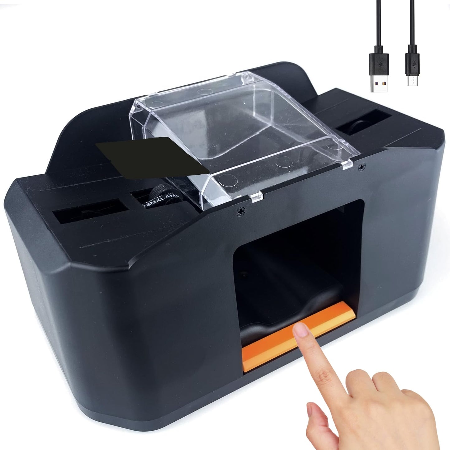 Rechargeable Card Shuffler Machine, 2000mAh USB-C Automatic Poker Shuffler for 1-2 Decks, Silent Portable Mixer