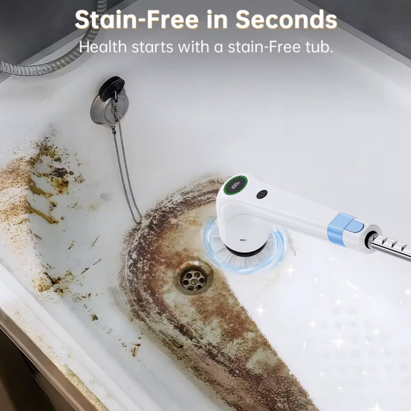 10-in-1 Electric Spin Scrubber Cordless Electric Cleaning Brush with 8 Replaceable Heads, Adjustable Long Handle, IPX7 Waterproof Shower Scrubber for Bathroom, Kitchen, Tile, Floor, Car