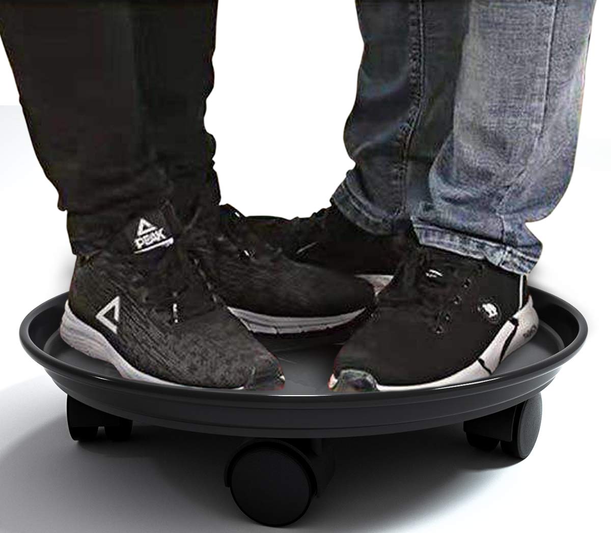 15.5" Black Plant Caddy,2 Pack of Plant Pallet Caddy with Wheels, Round Flower Pot Mover, Indoor Rolling Planter Dolly on Wheels