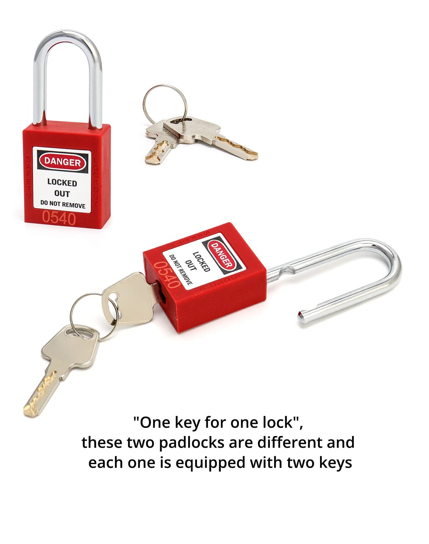 QWORK Lockout Tagout Locks, Safety Padlock, 10 Padlocks with 20 Keys, for Lock Out Tag Out Stations and Devices
