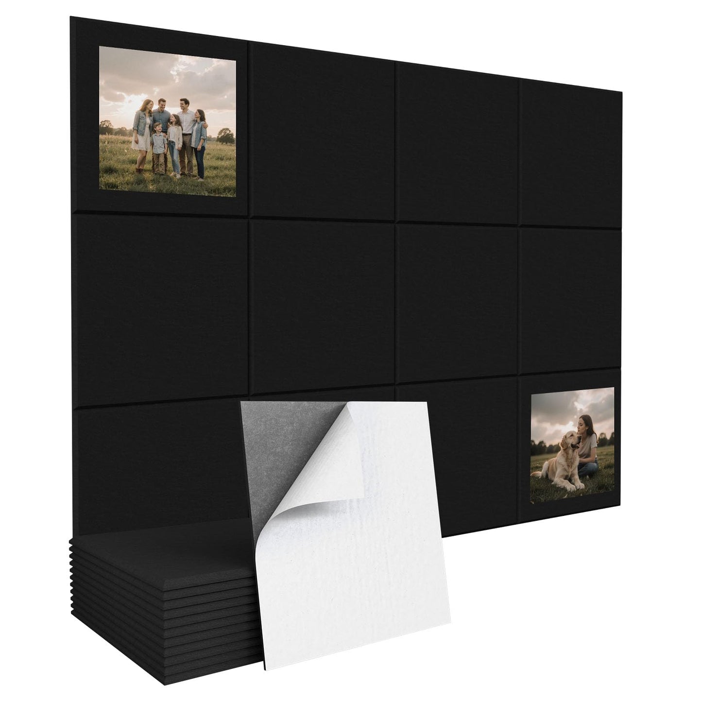 Duzzy Large Cork Board Bulletin Board with Felt, 48"x 36" Black Felt Board Tiles for Wall, Alternatives to Traditional Wood Frame, Self Adhesive for Home Office School (12pc, Black