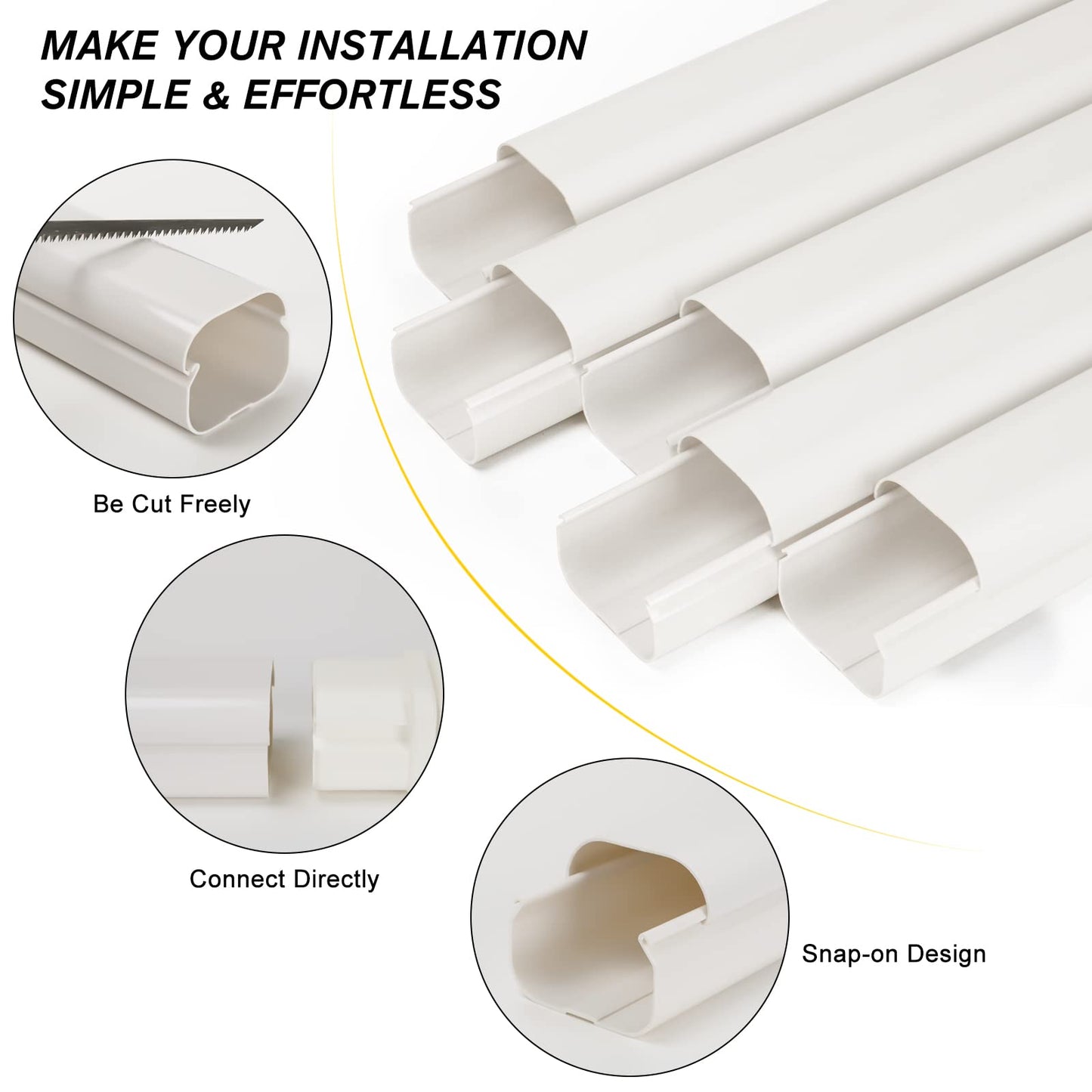BEWAVE AC Line Cover Kit, Decorative PVC Tubing Cover Kit for Mini Split Air Conditioners and Heat Pumps, 3" 10 Ft