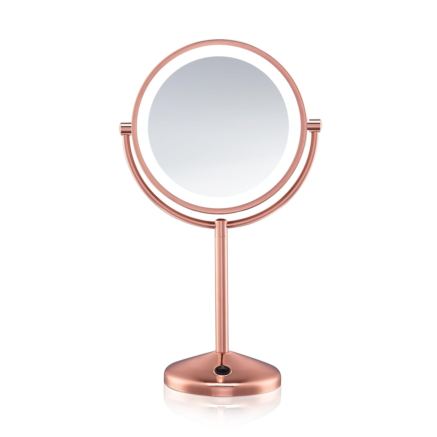 Conair Lighted Makeup Mirror, LED Vanity Mirror, 1X/10X Magnifying Mirror, Double Sided, Battery Operated in Rose Gold