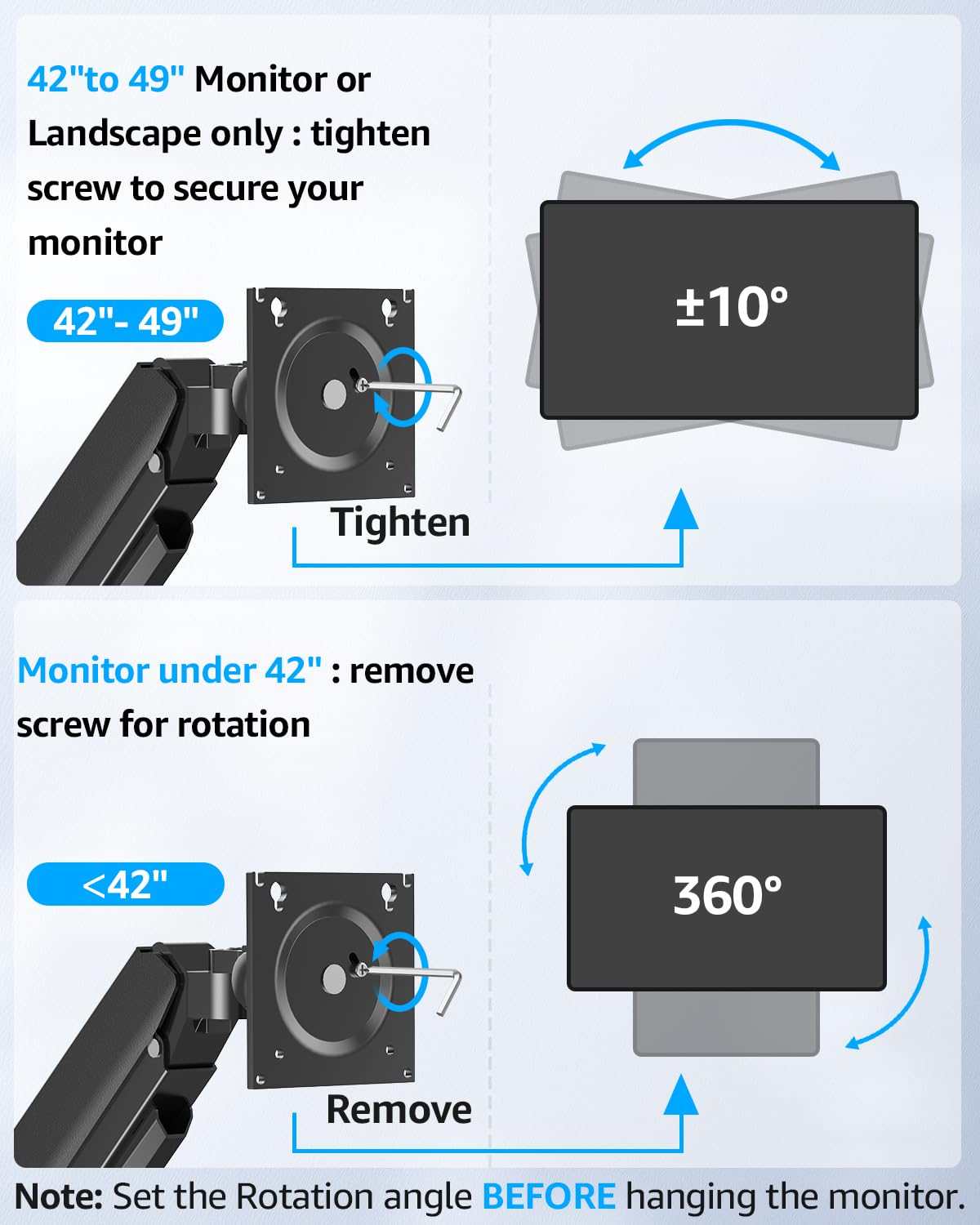MOUNTUP Heavy Duty Monitor Arm for 49 inches, 44 lbs Curved Screens, Ultrawide Single Monitor Desk Mount, Monitors Stand for Samsung Odyssey G9 and More, VESA Mount with Clamp & Grommet Base