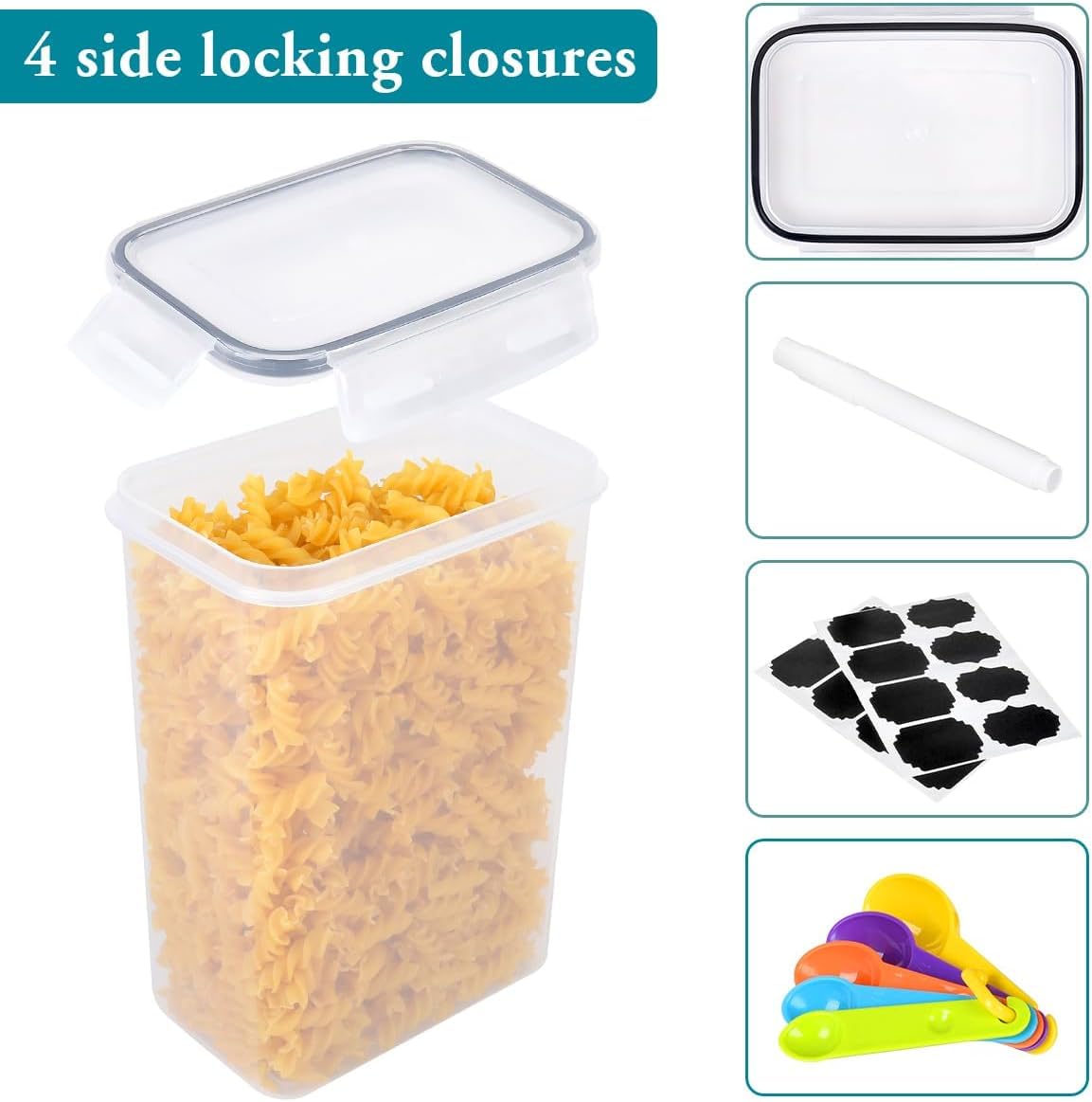16Pcs Airtight Food Storage Container Set with Lids - Pantry Organization and Storage with Labels & Marker, BPA-Free Plastic Leak-proof Canisters for Kitchen Flour & Sugar Organizer