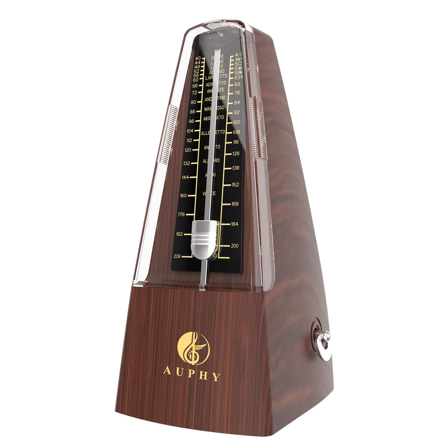 AUPHY Mechanical Metronome with Accent Bell, Classic Shape, Accurate Beat, Multiple Beat Modes, Suitable for Piano Guitar Drums Violin Saxophone etc（Wood Grain）