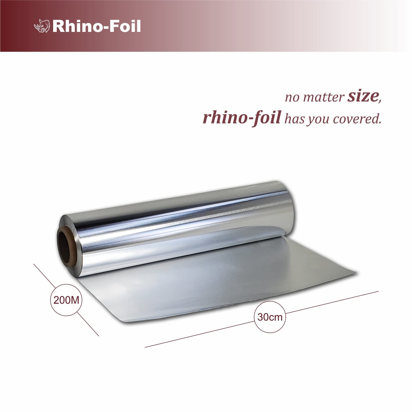 Rhino-Foil (12 inch x 656 Feet) Aluminum Foil Roll, Aluminum Foil for Cooking & Preserving Meal, Aluminum Foil for BBQ, Roasting, Baking or Outdoor Grilling