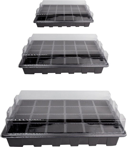 10 Pack -240 Cells -24 Grow Trays with Humidity Dome and Cell Insert - Mini Propagator for Seed Starting and Growing Healthy Plants Durable Reusable and Recyclable