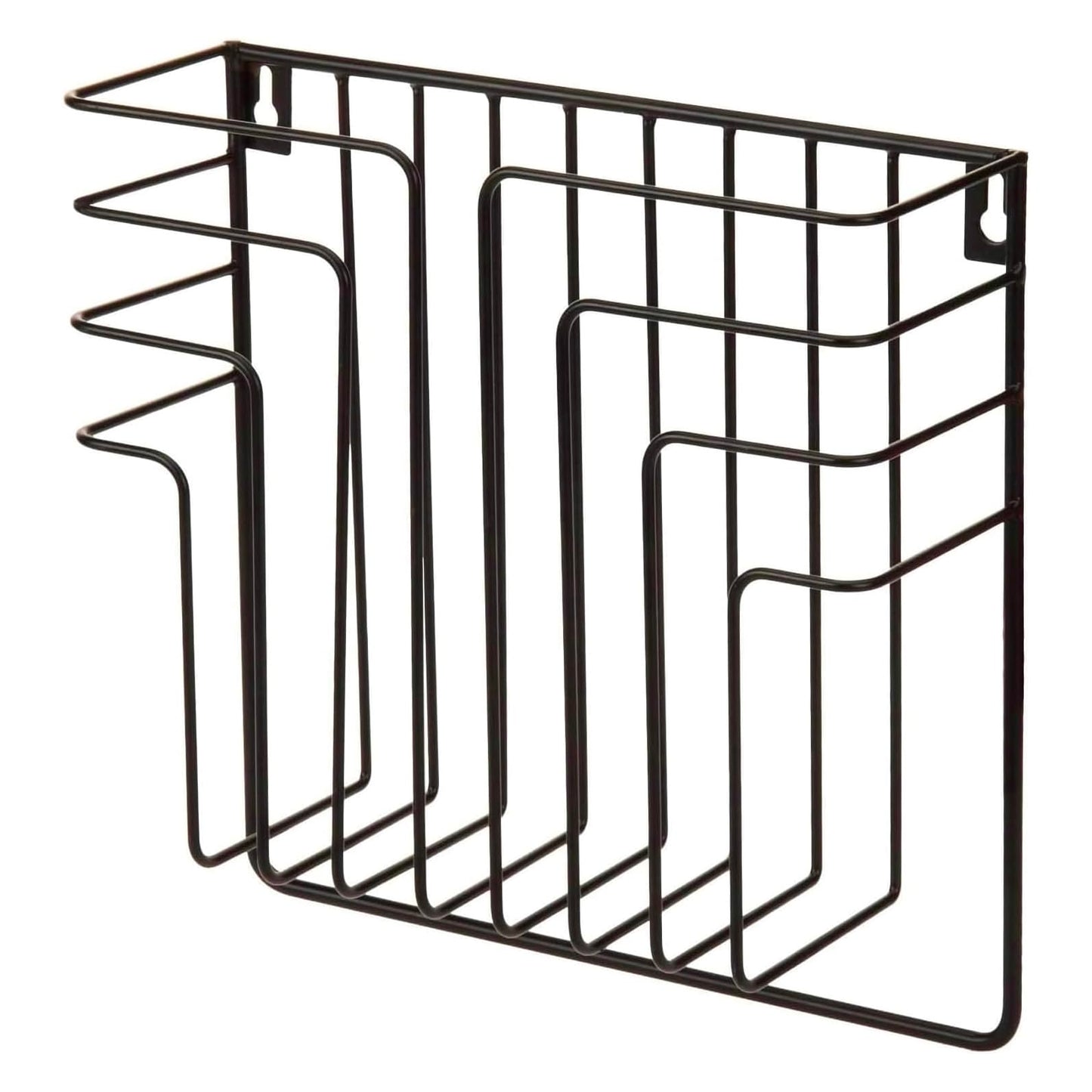 MyGift Modern Design Black Metal Wire Wall Mounted Magazine and File Folder Holder Organizer Rack