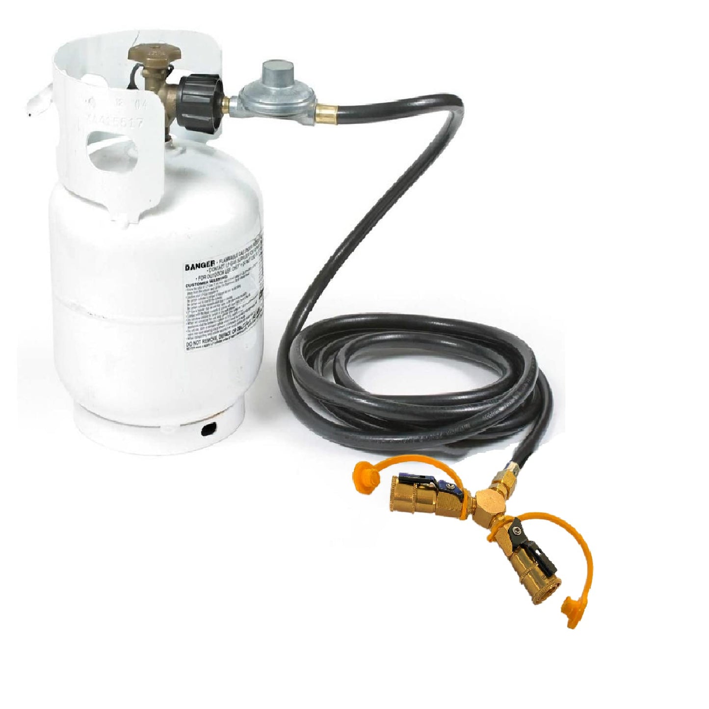 MCAMPAS 1/4" Propane Y Splitter Adapter Kit - 2-Way RV to Grill Quick Connect/Disconnect LP Gas Hose Fitting for Campers, Trailers & Outdoor Cooking Appliances