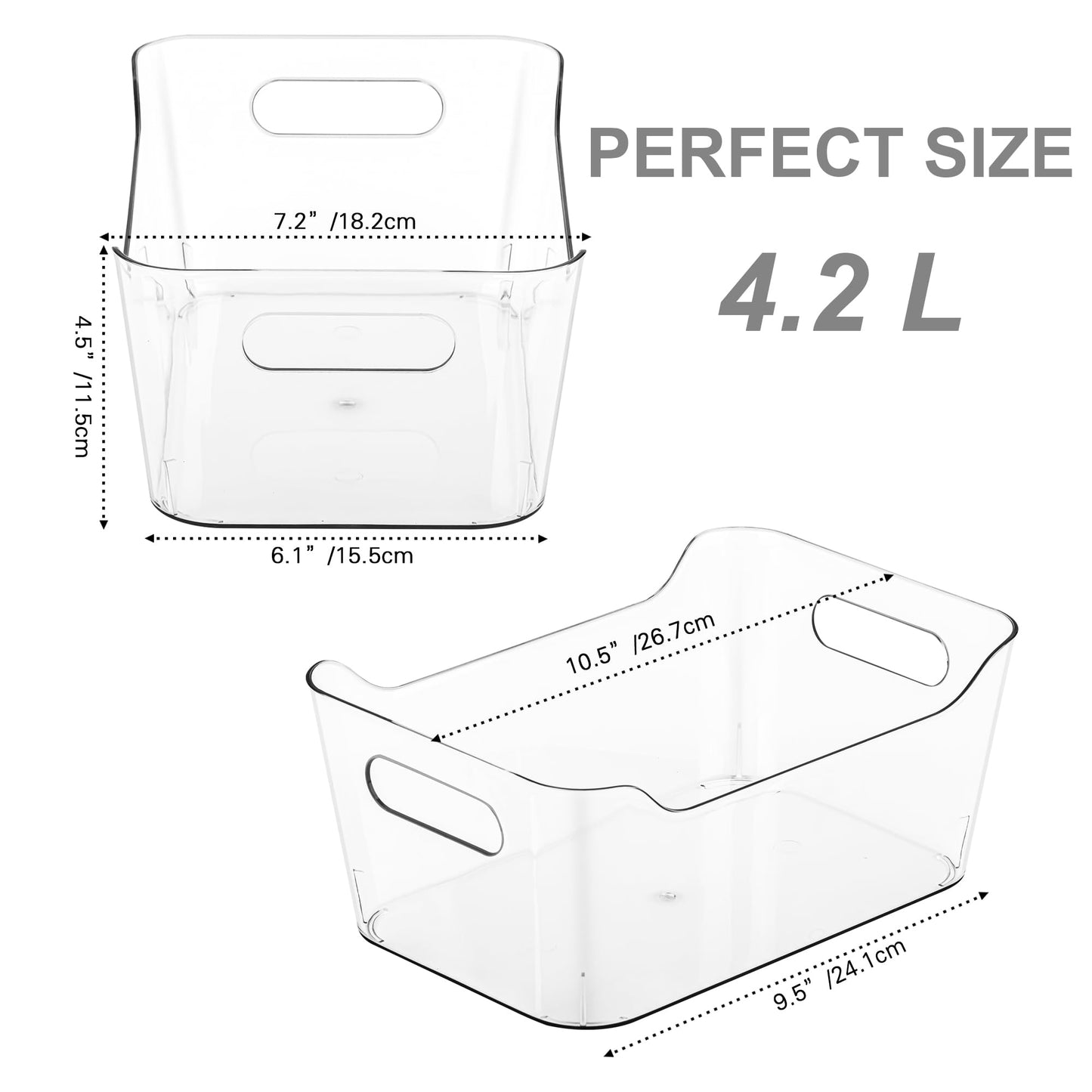 12 Pack Plastic Storage Bins, Multi-Use Organizer Bins, Pantry Organizer, Clear Storage Containers, Bins for Home & Kitchen
