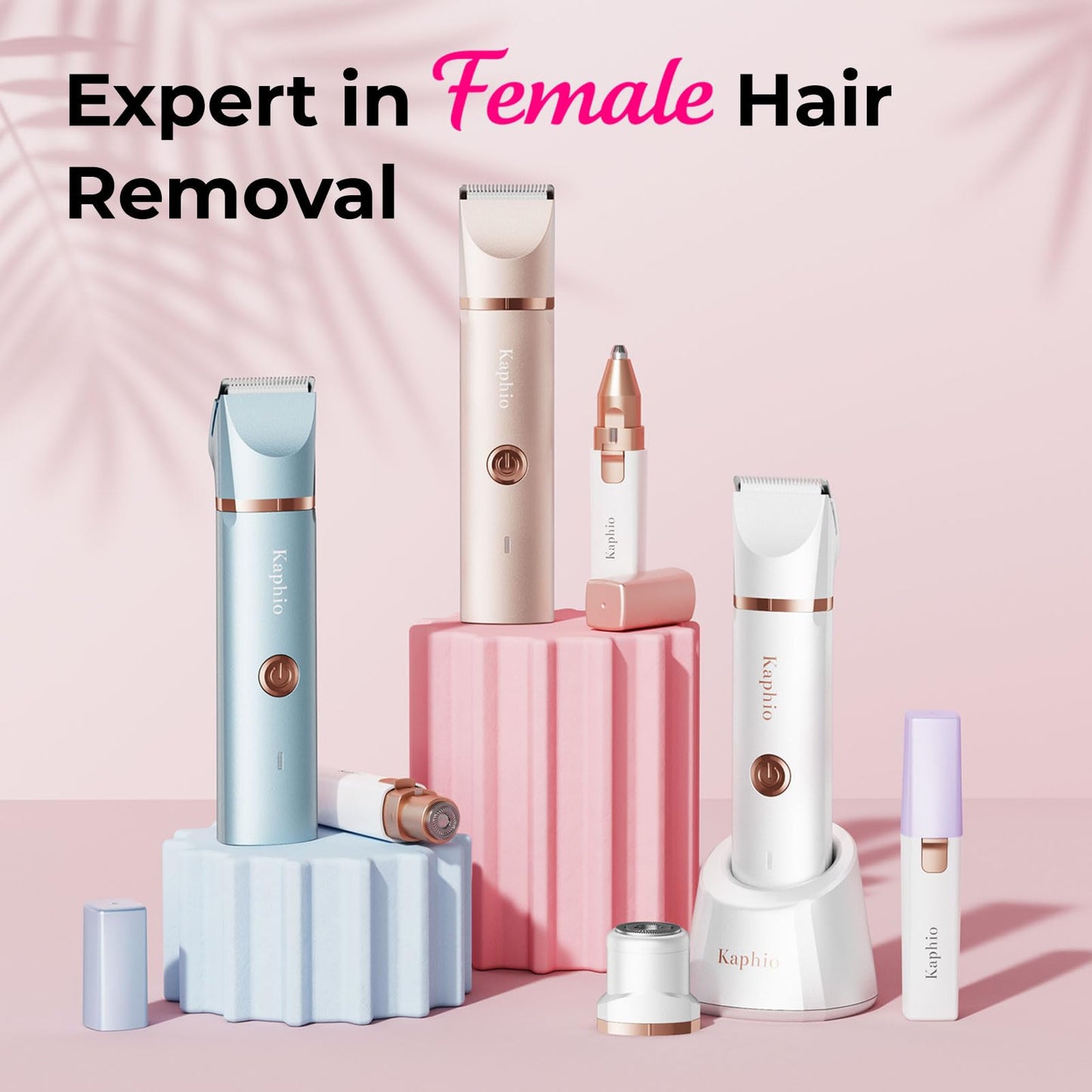 Bikini Trimmer for Women Pubic Hair: Eletctric Razors for Women - Rechargeable Eletctric Shaver - IPX7 Waterproof Bikini Trimmer for Underarm Leg Arm Body (Rose Gold)