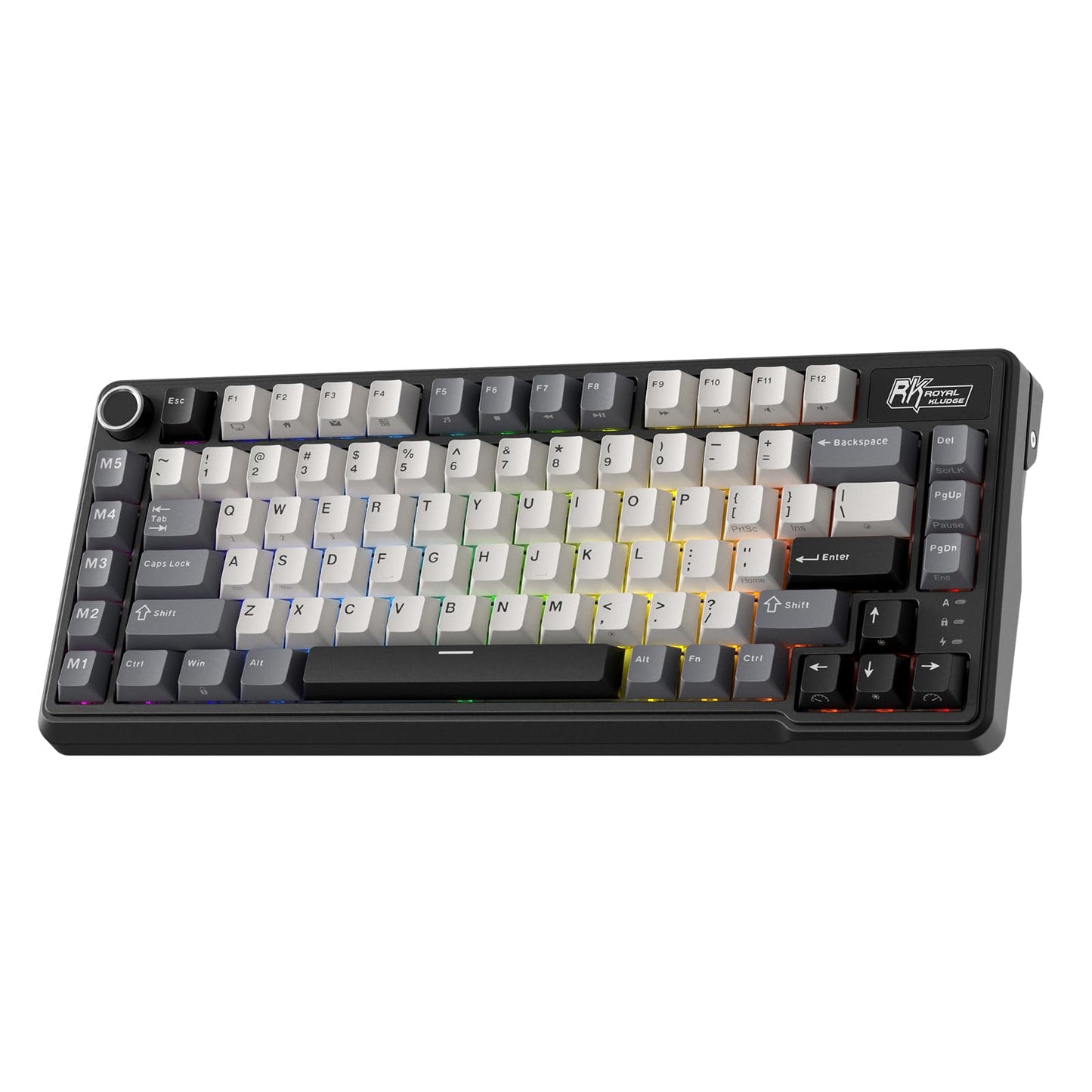 RK ROYAL KLUDGE L75 Gasket Mount Mechanical Keyboard w/Knob/Macro Keys & Touchable Nameplate, Tri-Mode 75% TKL Wireless Keyboard BT/2.4G/USB-C, Hot Swappable, Pro Software, Massive 8000mAh Battery