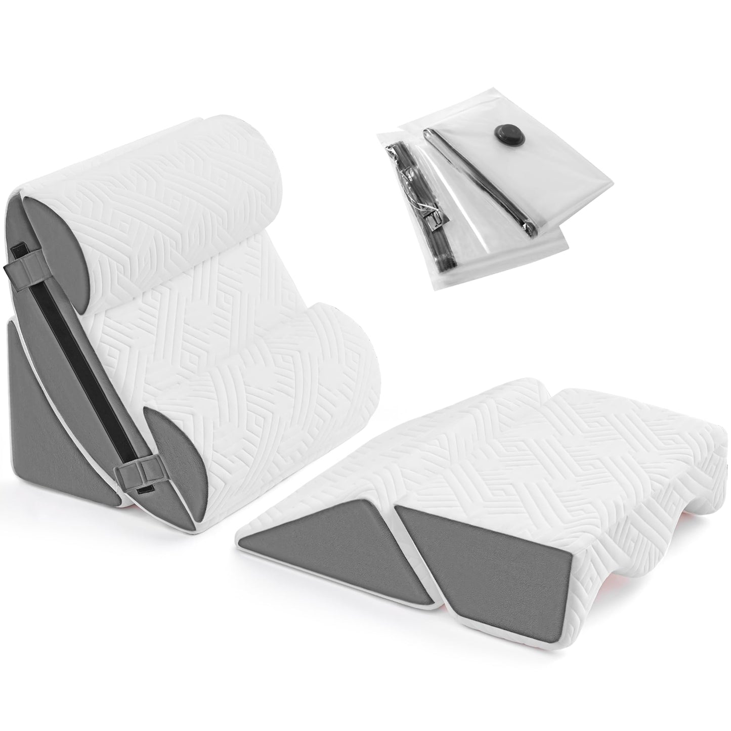 6pcs Orthopedic Bed Wedge Pillow Set for Sleeping, Post Surgery Foam for Body, Back and Leg Pain Relief Comfortable & Adjustable Support Pillows-Anti Snoring, Heartburn, Acid Reflux & GERD Sleeping