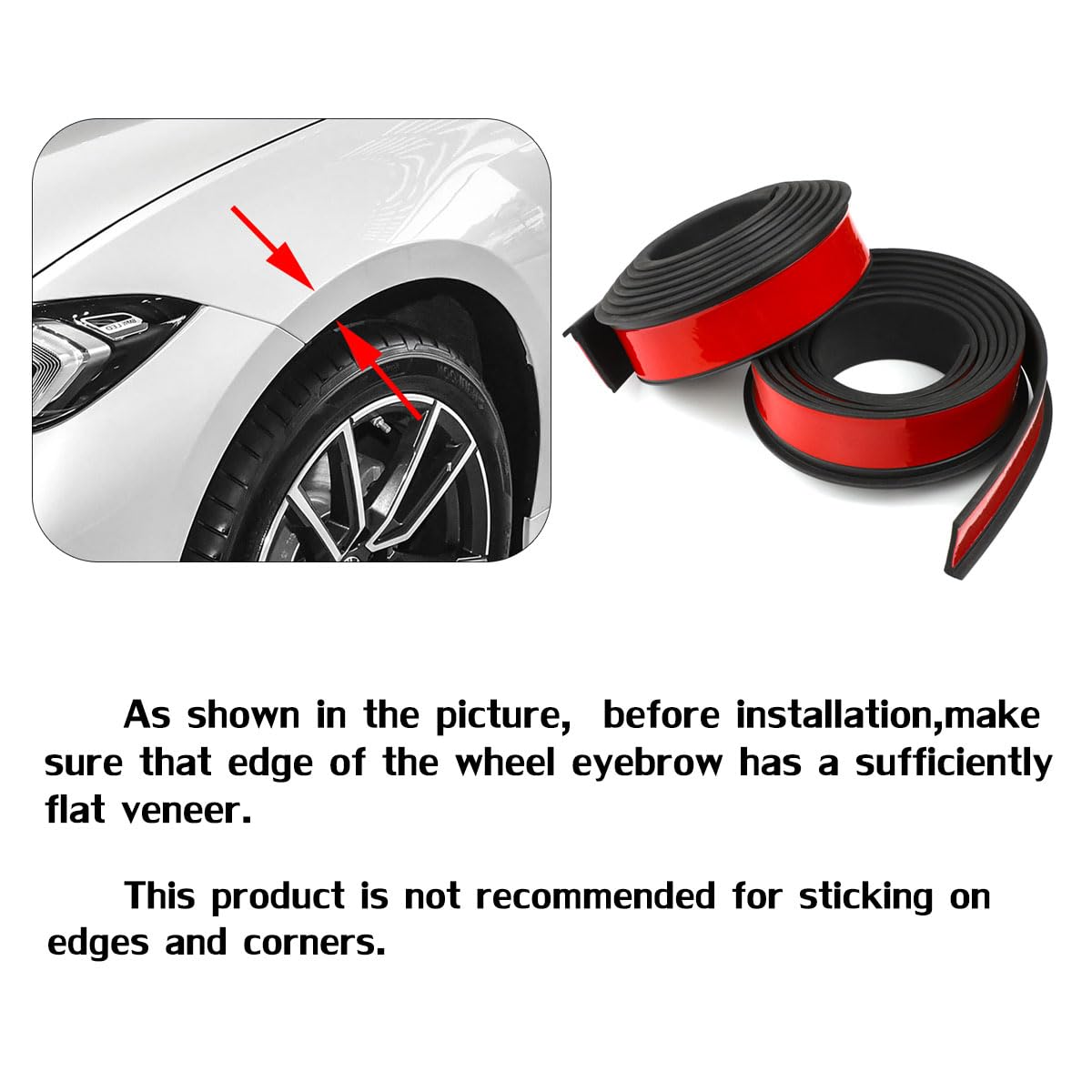 XmuxHai 2.17In(5.5CM)*11.5FT*2PCS Car Wheel Eyebrow Arch Trim Lips Strip Fender Flare Protector Universal Rubber Wheel Eyebrow Protector for Car and Truck Fender Flare Edge Trim (5.5CM)