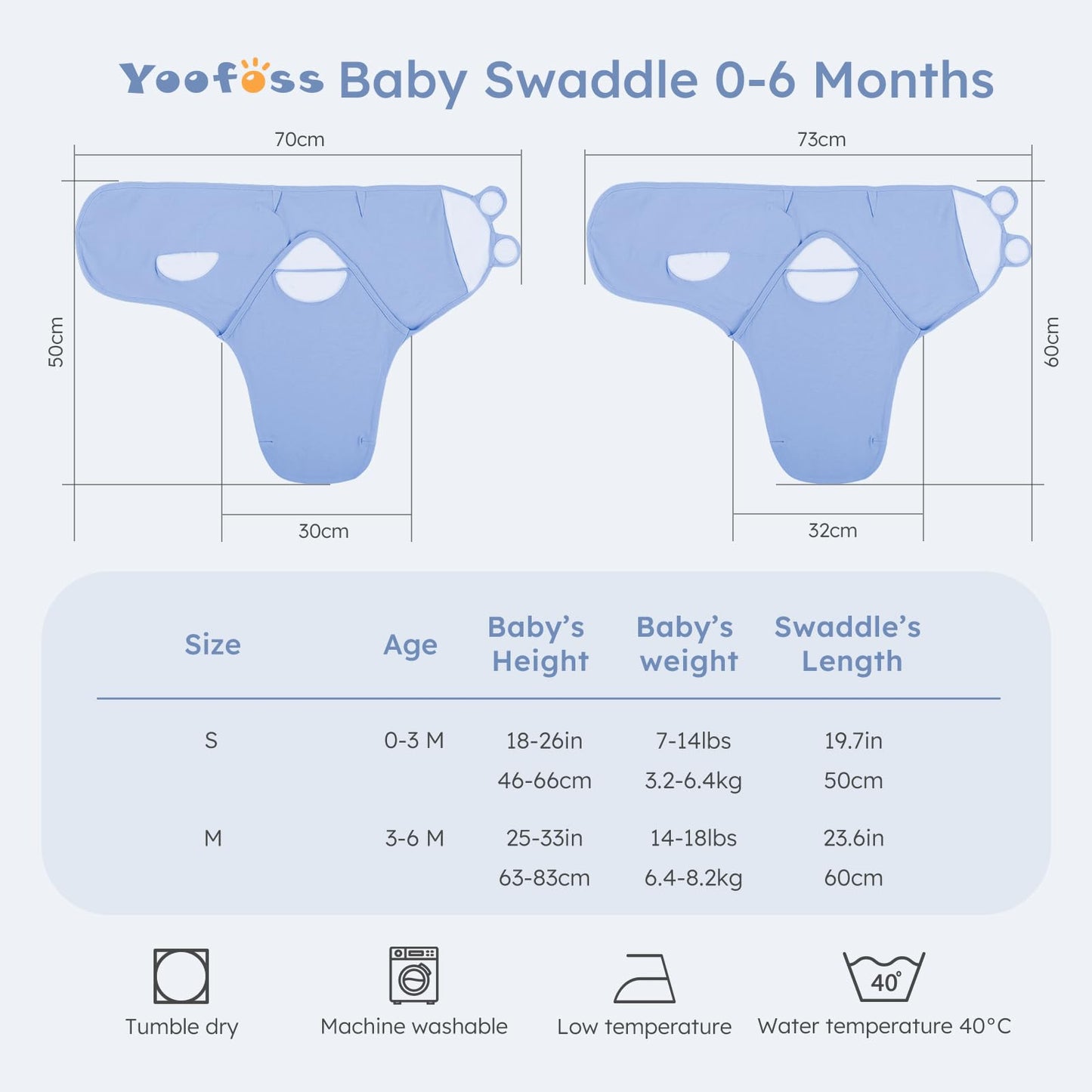 Yoofoss Baby Swaddles 0-3 Months 100% Organic Cotton Newborn Swaddle Blanket 3 Pack Tog 0.5 Adjustable Swaddle, Breathable Soft Swaddle Sack (Small)