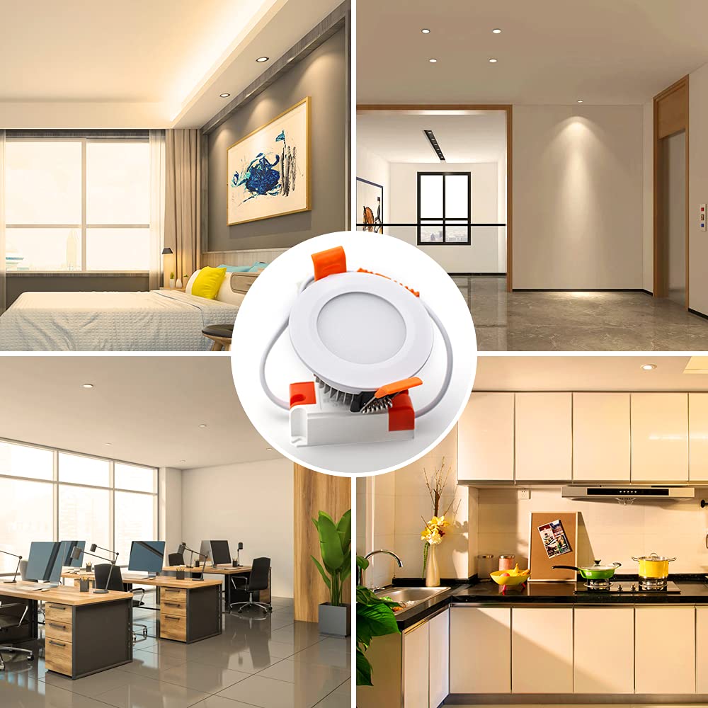2 Inch LED Recessed Lighting Dimmable Downlight, 3W(35W Halogen Equivalent), 3000K Warm White, CRI80, LED Ceiling Light with LED Driver (8 Pack)