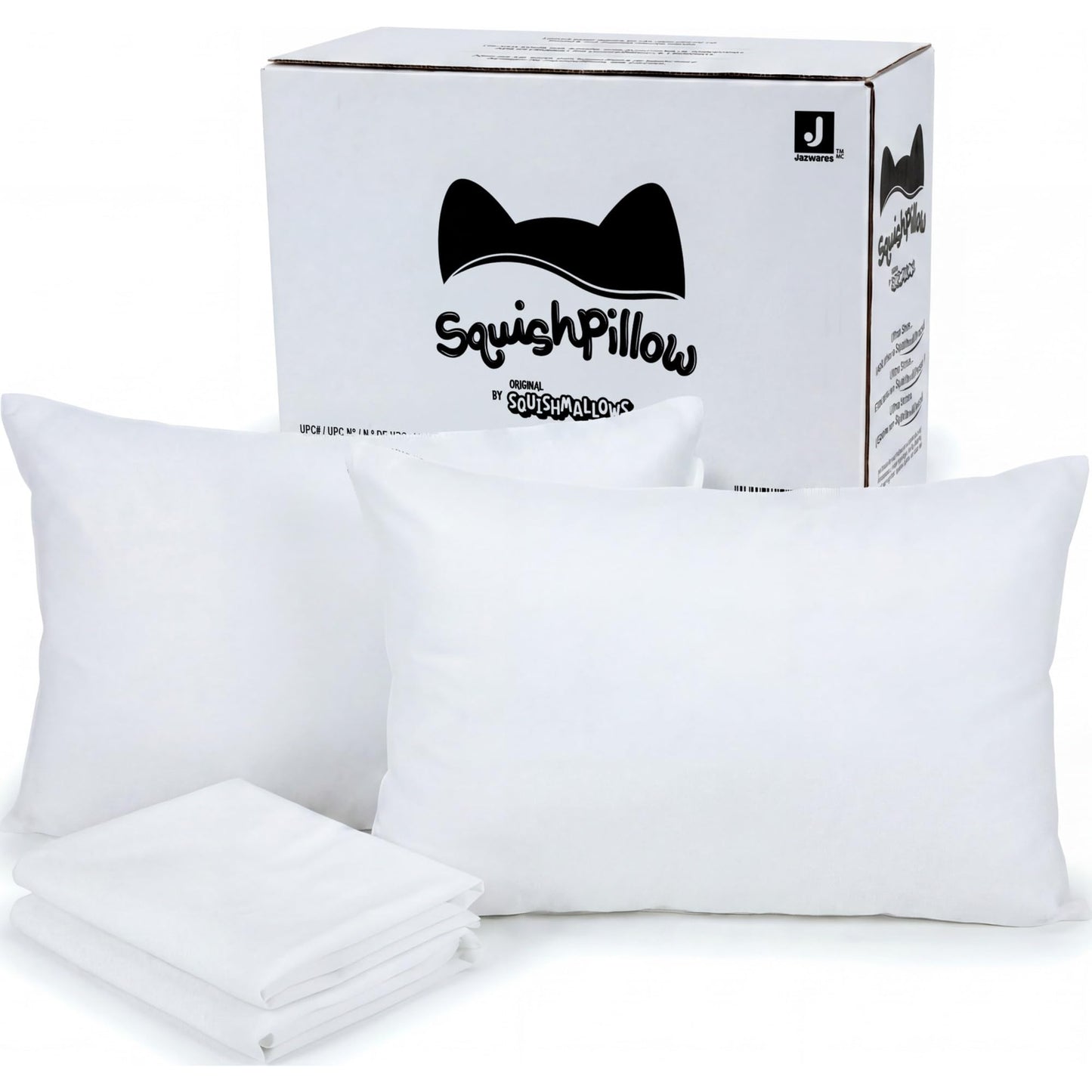 SquishPillow by Original Squishmallows - Standard Size Firm Density Bed Pillow and Ultra Soft Pillowcase Cover, 2 Pack