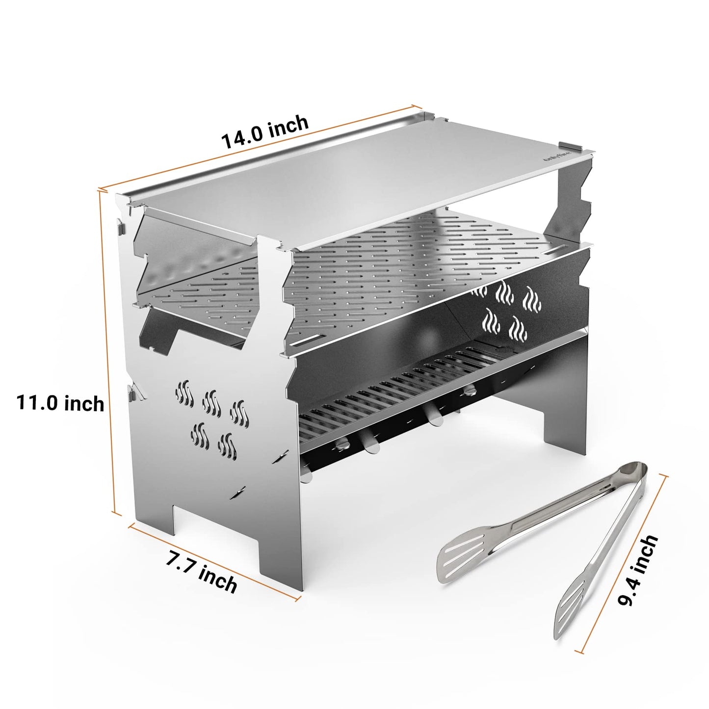onlyfire Detachable Portable Charcoal Wood Grill Camping Grill for Picnic, Hiking, Backyard Cooking - with Handbag