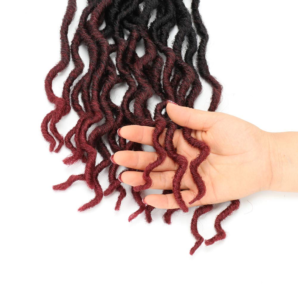 Eliza Wavy Gypsy Ombre Crochet Hair - 8Packs/Lot Goddess Locs Synthetic Fiber Faux Locs African Roots Dreadlocs Synthetic Braiding Hair Extensions for Black Women (14",8pack,OT99J)