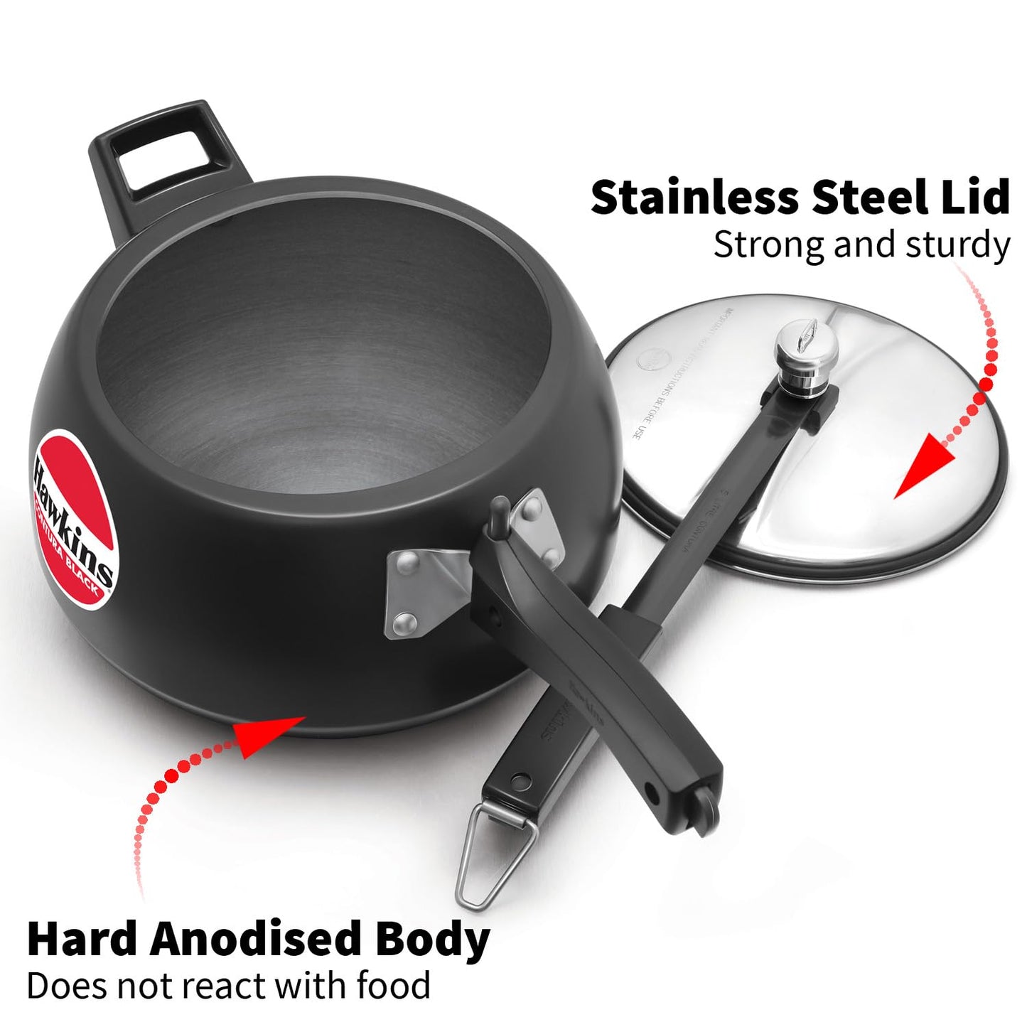 Hawkins CB40 Hard Anodised Pressure Cooker, 4-Liter, Contura Black