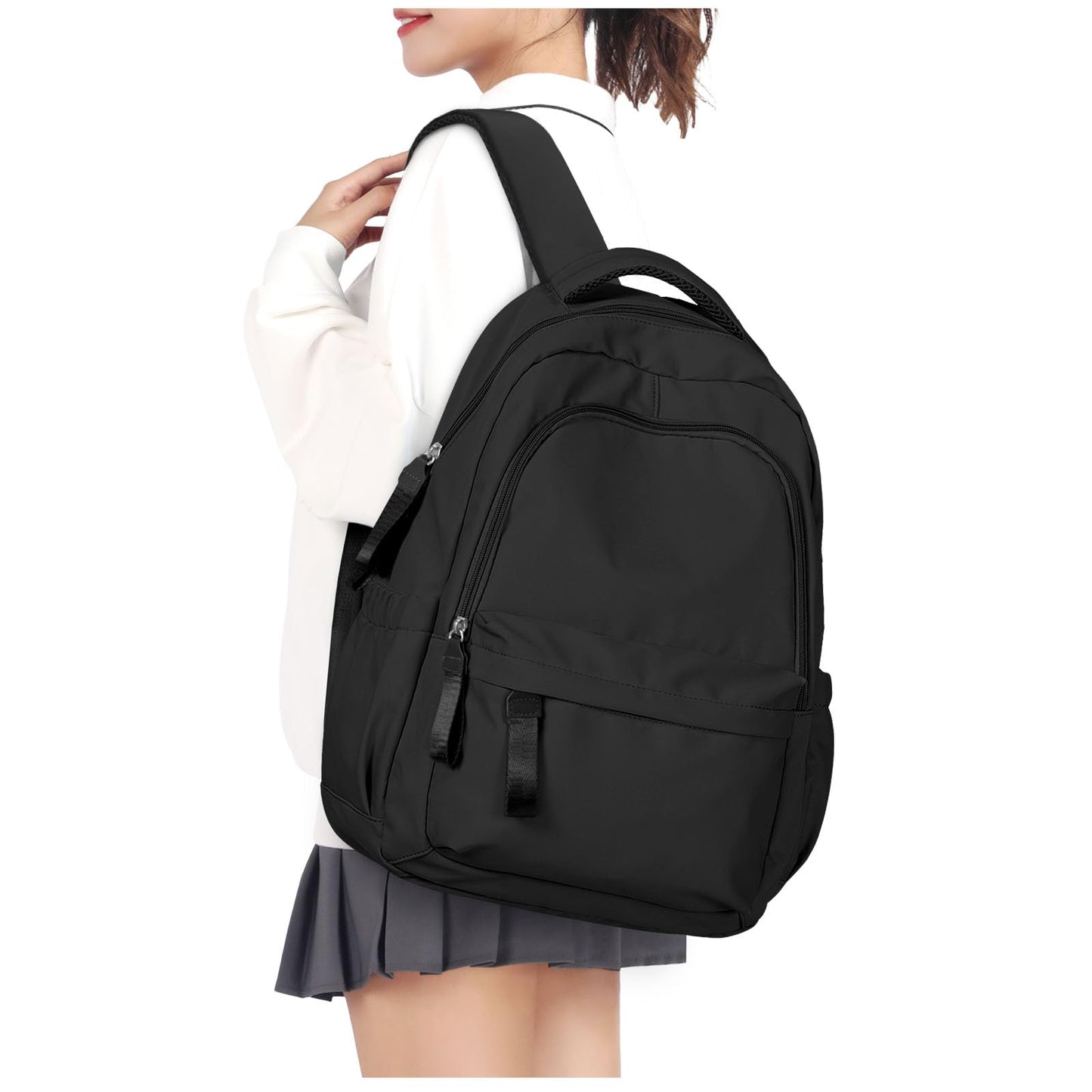 Backpack for School Black Women College High School Bag for Girls Teen Boys Book Bag Casual Travel Laptop Backpacks for Men
