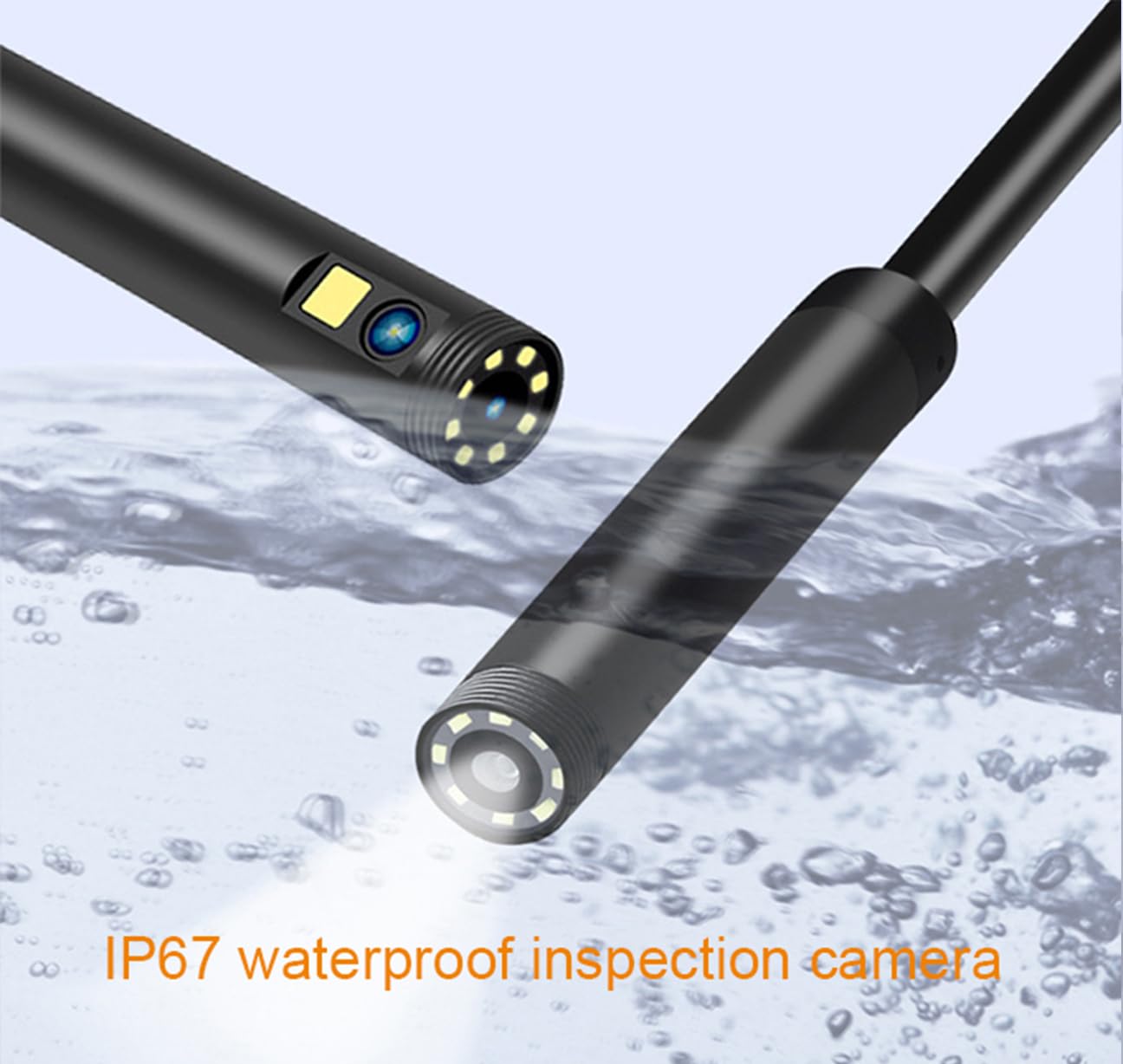 Triple Lens Inspection Camera 32FT, 5'' IPS Screen 1080P HD 8mm Endoscope Inspection Camera with Lights, Waterproof Drainage Borescope for Sewer Pipe Plumbing Snake Semi-Rigid Cable