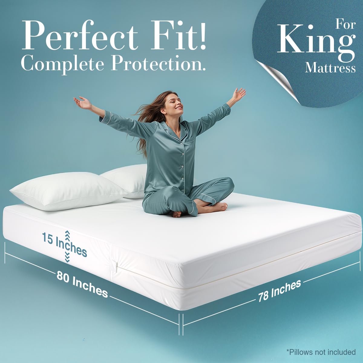 Utopia Bedding Zippered Mattress Encasement King - 100% Waterproof and Bed Bug Proof Mattress Protector - Absorbent, Six-Sided Mattress Cover