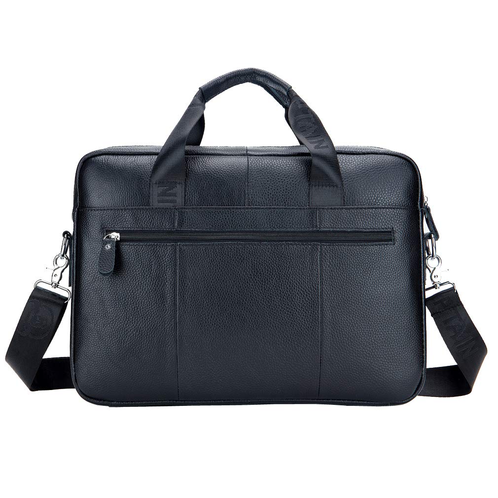 Leather Business Messenger Bag Briefcase Handbag for Men Carry All Laptop Protection for 14 Inch Computer Crossbody Shoulder Satchel Bags Handbag Black