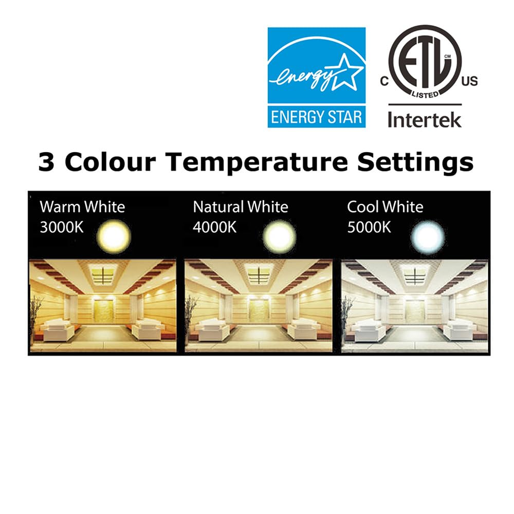 GCN LIGHT Gimbal 3000K 4000K 5000K Adjustable 9W 4 Inch 900LM Dimmable LED Recessed Pot Light, ETL Energy Star Listed IC Rated LED Slim Panel/Downlight with Junction Box, 6 Pack