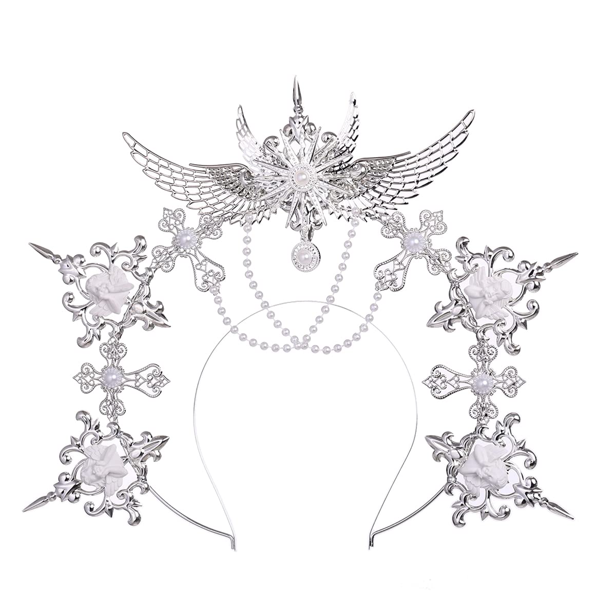 BLESSUME Halo Crown Mary Goddess Headband Women Halloween Costume Headpiece (Silver 21)