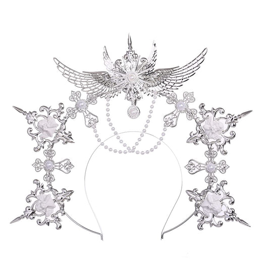 BLESSUME Halo Crown Mary Goddess Headband Women Halloween Costume Headpiece (Silver 21)