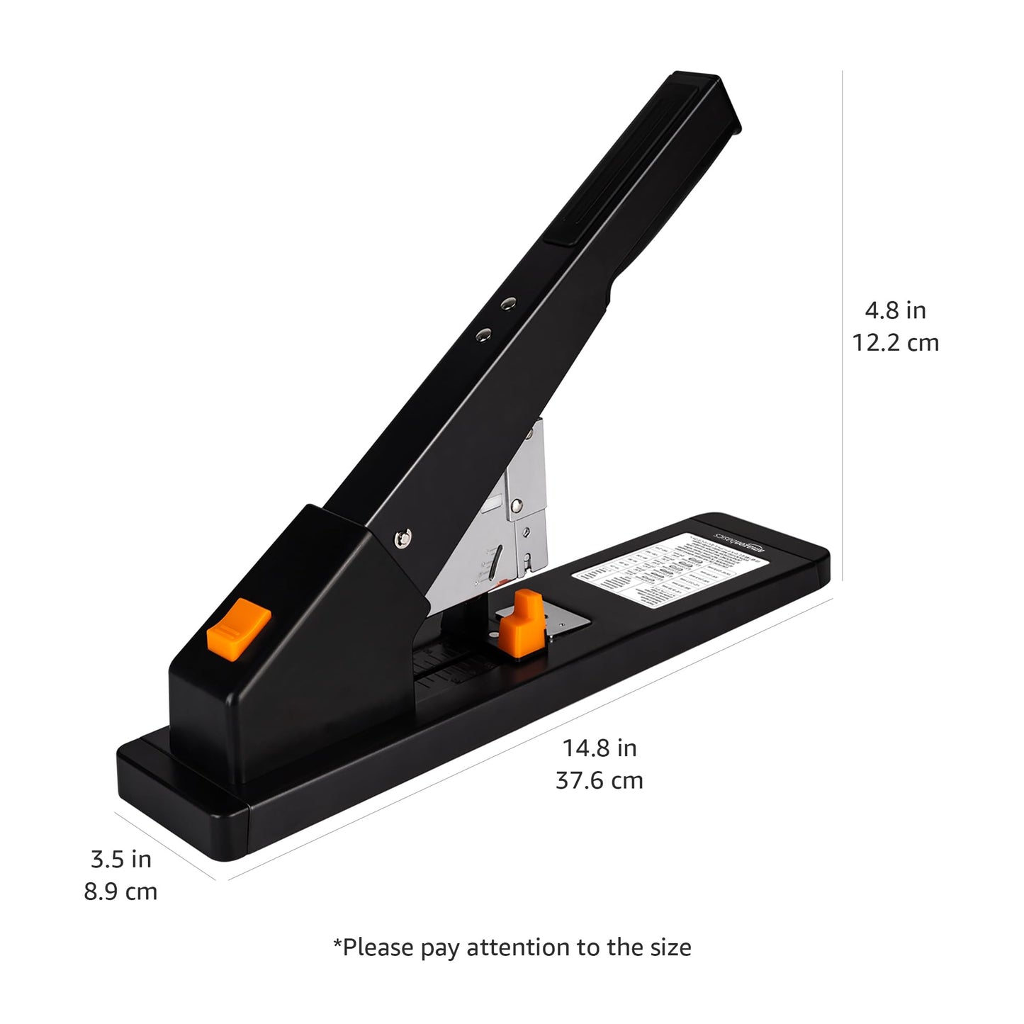 Amazon Basics Heavy Duty Stapler, 210 Sheet High Capacity, Long Arm, Industrial Office Stapler with 1000 Staples, Black