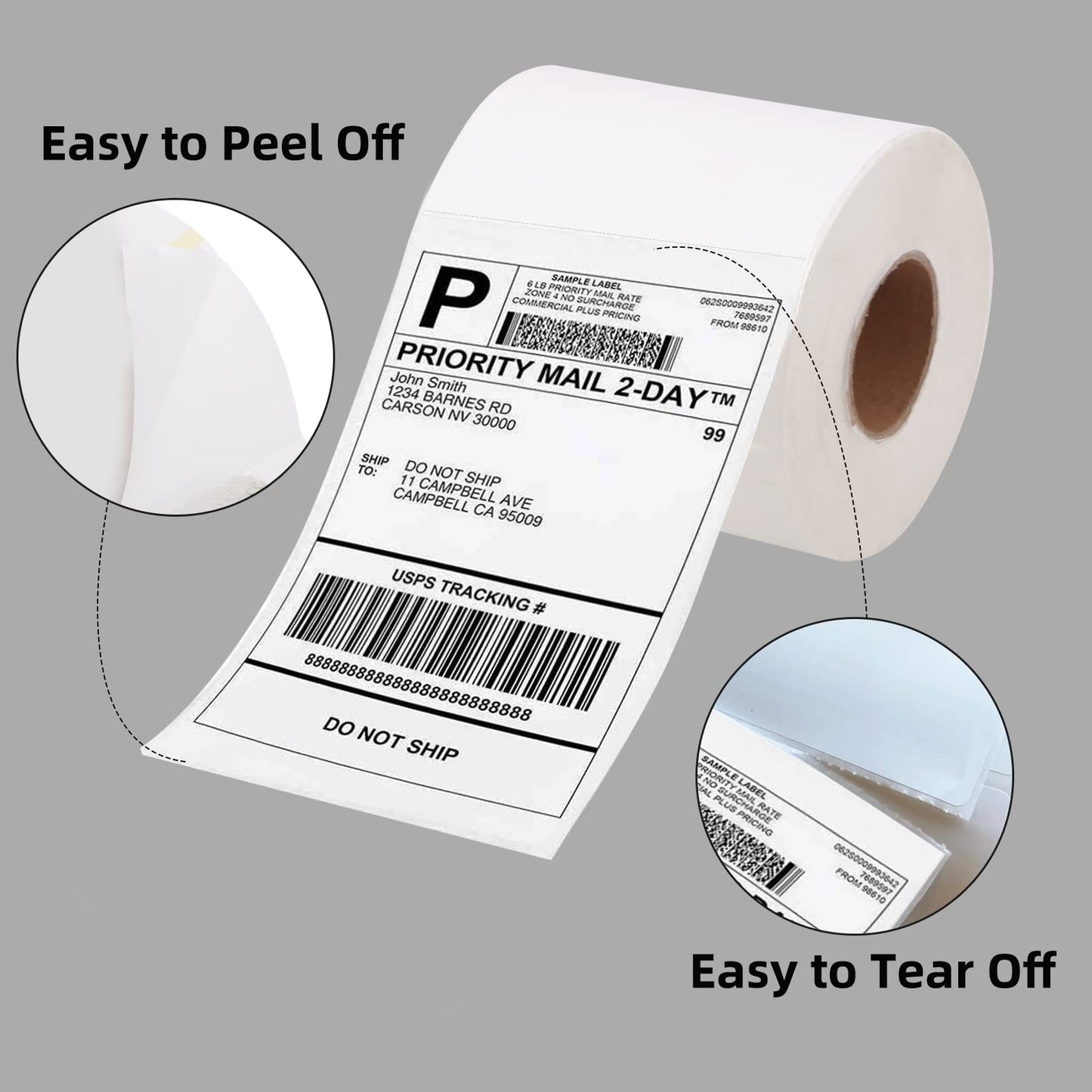 TIMIFUL 4 x 6 inches Thermal Label 4 Rolls [Total 1400 Labels] Thermal Shipping Label Permanet Adhesive with Zebra, 350 Labels/Roll, (not for dymo 4XL)
