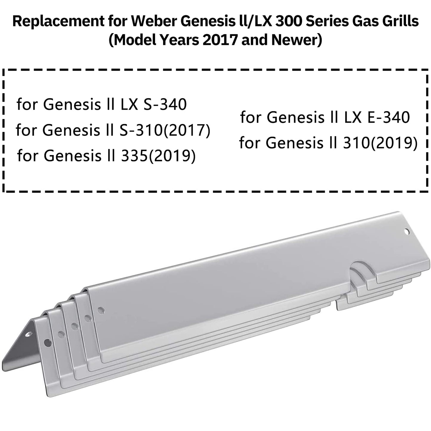SHINESTAR 17-Inch Sturdy Flavorizer Bars Replacement for Weber Genesis II E-310 E-315 S-335, Genesis II/LX 300 Series (2017 and Newer) Grill Parts, Stainless Steel, 5-Pack