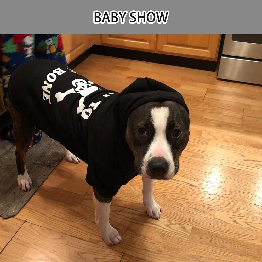 EXPAWLORER Dog Hoodie - Bad to The Bone Lettered Sweatshirt with Hood, Warm Fleece Dog Sweater, XXL Size, Cozy Soft Pet Outfit with Leash Hole